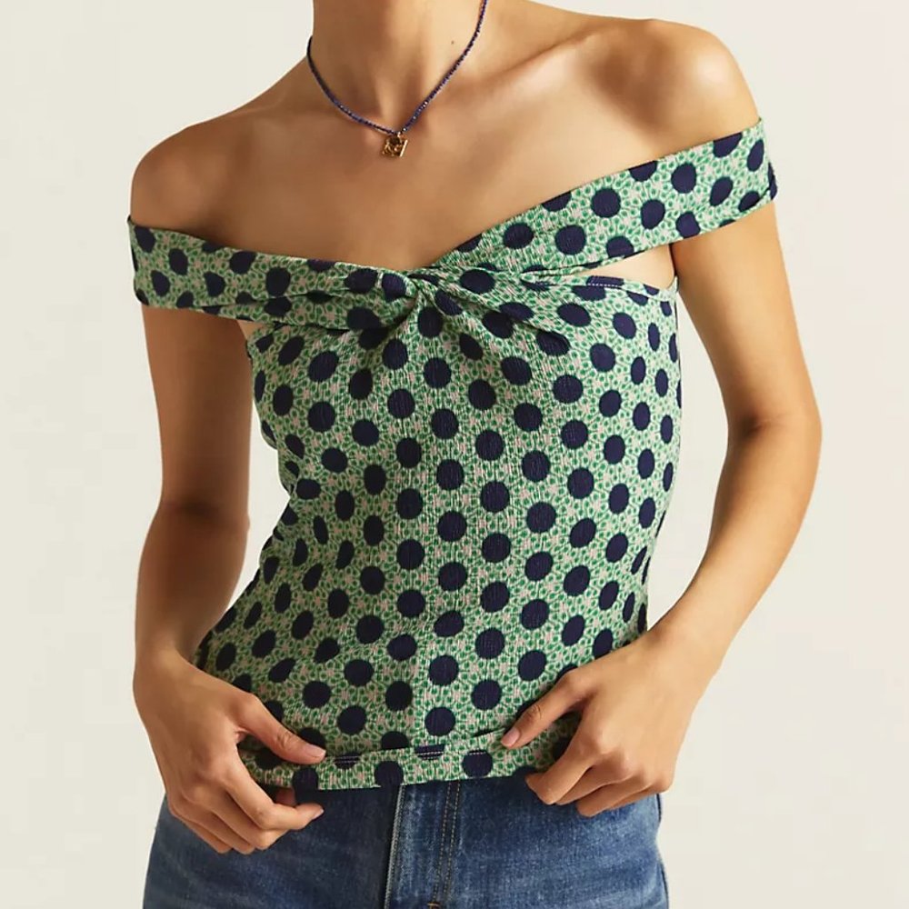 Anthropologie Maeve Off The Shoulder Top Green XL